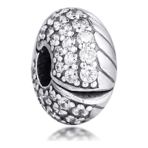 100% Real 925 Sterling Silver Pavé Snake Chain Pattern Clip Charm Fit Original Pandora Bracelet S925 Beads Silver Jewelry Gift