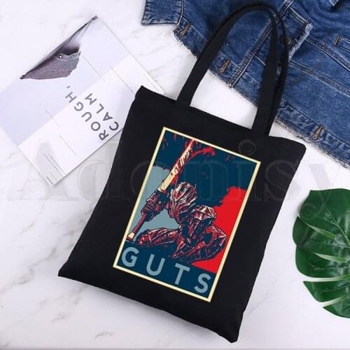 Berserk Guts Manga Swordsman Gatsu Sacrifice Zodd Black Canvas Print Shopping Bags Girls Fashion Life Casual Pacakge Hand Bag