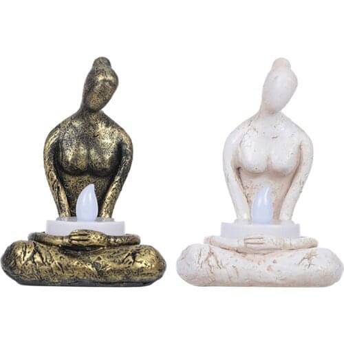 LED Tea Light Candle Holder Vintage Votive Candle Holders Home Decor Centerpiece Resin Angel Statue Tabletop Candle Stands