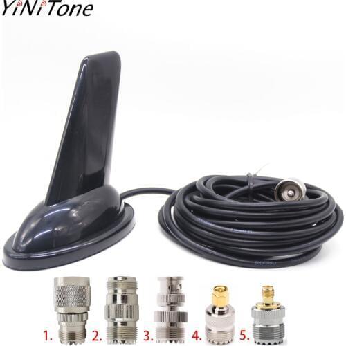 YiNiTone PL-259 to N SMA BNC Shark Fin Design VHF UHF 144/430Mhz Dual Band Antenna for QYT KT-7900D 8900 BJ-328 BJ-318 BAOFENG