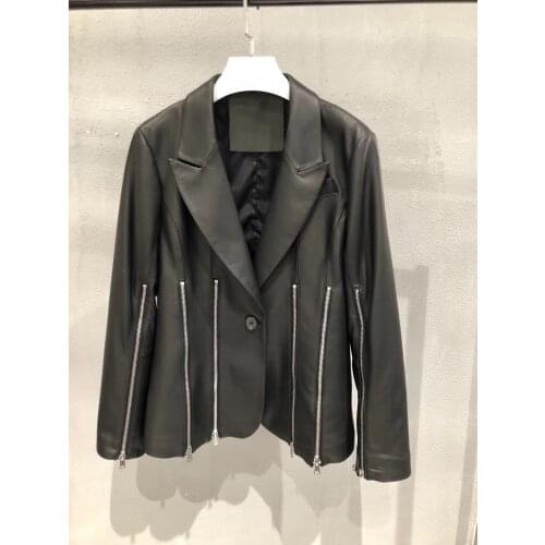 Sheepskin Coat For Women Genuine Leather Jacket 2021 Spring And Autumn Elegant Solid Single Suits LadiesBreasted Jackets Women