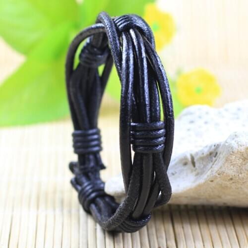 6 pcs/set Wrap Woven ethnic tribal Handmade Men Bracelets Male Women Leather Bracelet Men Bangle Wholesale Jewelry Gift DX62