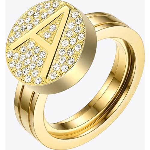 Enfashion Letter Initial Screw Ring For Women Stainless Steel Gold Color Adjustable Knuckle Letter Rings Fashion Jewelry 188007