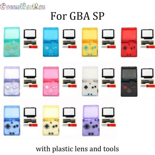 11colors 1set Clear For Nintend GBA SP Replacement Housing Shell Cover For GameBoy Advance SP with lens screwdrivers