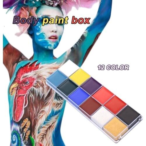 12 Colours Pro Halloween Face Paint Kit Palette Art Painting Set Makeup