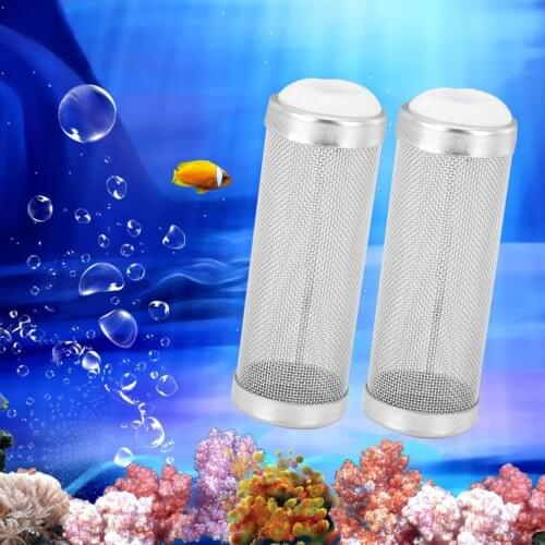 2pcs/set Aquarium Inflow Inlet Filter Stainless Steel Fish Shrimp Mesh Net Filter Guard Fish Tank Intake Strainer Drop Shipping