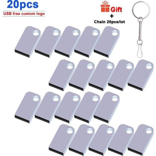 20pcs/lot Mini Metalen Usb flash Drive 4GB 8GB 16GB PenDrive 32GB 64GB usb 2.0 Flash Stick Pen drive For gift free logo