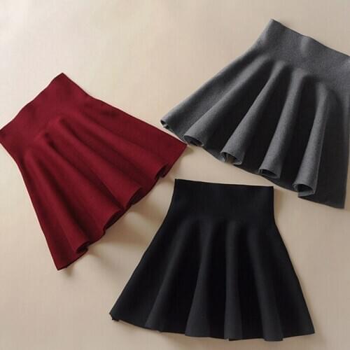 2021 Casual Solid Color Ladies Skirt Women Elegant Slim High Elasticity Pleated Skirts Fashion Ladies High Waist Pleated Skirts