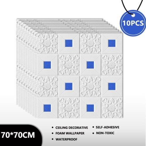 3D Foam Wall Stickers Self adhesive Ceiling Wallpaper Sticker Roof Home Decor Living Room Decoration House Bedroom Children Kids