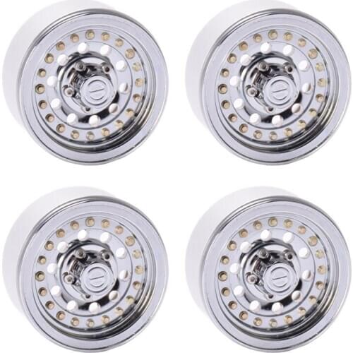 4Pcs Matte Silver 1.9 Beadlock Wheels Rims for 1/10 RC Crawler Axial SCX10 II 90046 TRX4 D90