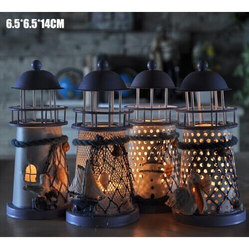 40 pcs New Arrive Mediterranean-style lighthouse wrought iron Candlestick Candle holder Home decoration