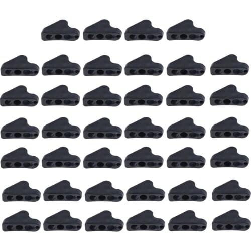 40pcs Plastic Camping Tent Guyline Runner Rope Tightener Tensioner - Black