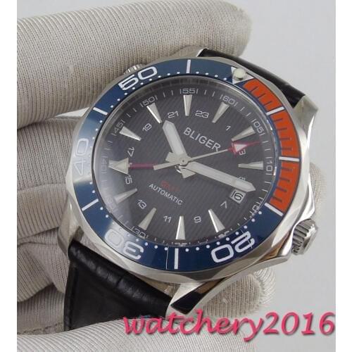 41mm bliger black dial ceramic bezel sapphire glass Luxury GMT date Automatic Movement mens watch