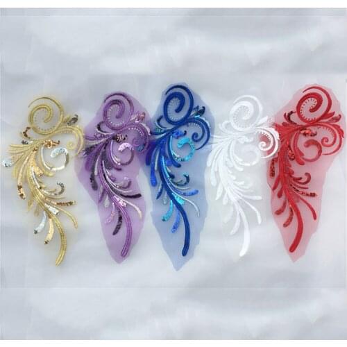 5pcs/lot DIY Flower-Fabric-Patch Wedding-Gown Bridal-Dress Applique Sequin Sewing-on VS122906