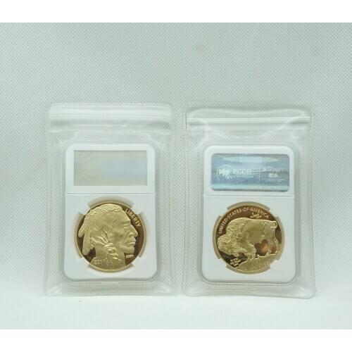 5pcs/lot lndian Head - Liberty Buffalo American Gold plated Coins Bullion Replica Round With Seal Box