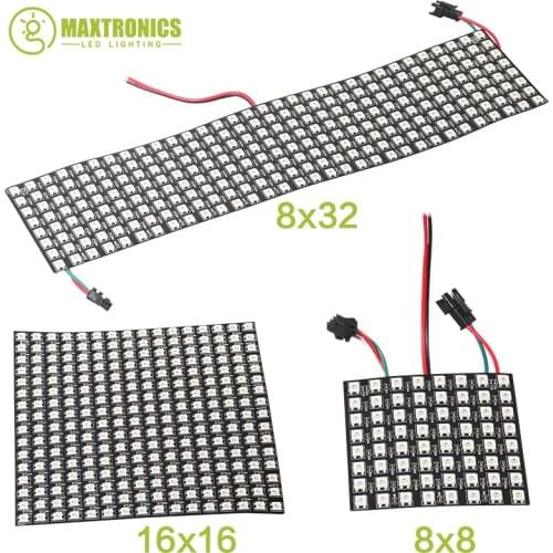 8*8,16*16,8*32 Pixel 256 Pixels WS2812B Digital Flexible LED Programmed Panel Screen Individually Addressable Full Color DC5V