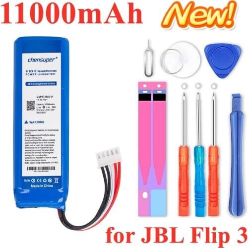 11000mAh for JBL Flip 4 Flip4 Flip 3 Flip3 Special Edition GRAY GSP872693 GSP872693 01 Bluetooth Speaker Battery