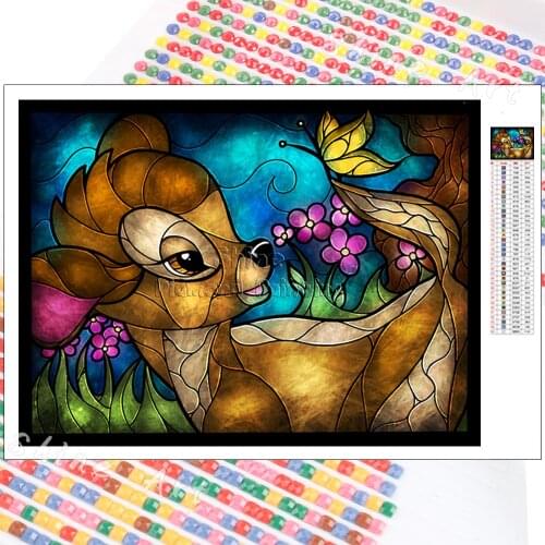 Diamond Painting Disney Bambi Stained Glass Style Art Cartoon Animal Deer 5D DIY Mosaic Embroidery Full Square Home Decoration