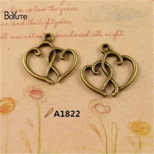 BoYuTe (100 Pieces /lot) 19*16MM Zinc Alloy Antique Bronze Plated Heart Diy Charms Pendants Bracelet Necklace for Jewelry Making