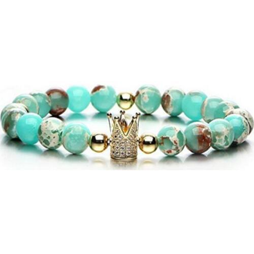 Pave CZ Imperial Crown Stone Bracelet Men Charm pulseira hombres Lotus Ohm Tree of Life Bracelet For Women Rosary Yoga Jewelry