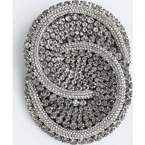 ZA Brooch Vintage Womens Fashion Geometric Round Metal Rhinestone Big Brooches For Women Party Accessories Jewelry Gifts