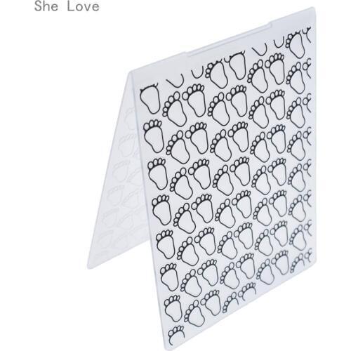 Chzimade Footprint Plastic Embossing Folder Template for Scrapbook Photo Album Christmas Card Cutting Dies Template Decor