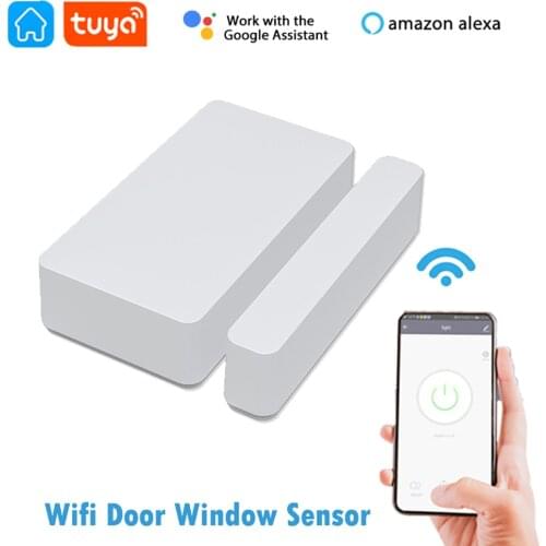 Tuya Smart WiFi Door Sensor Door Open / Closed Detectors Wifi Home Alarm Compatible With Alexa Google Home Tuya APP