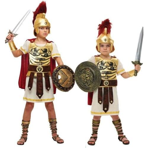 Halloween Pasen Party Kids Kinderen Oude Romeinse Griekenland Griekse Warrior Soldaat Gladiator Kostuum Kostuums Voor Jongen
