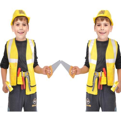 Kids Cosplay Costumes Construction Worker Uniform For School Children Boy Halloween Performance Workers Tools Vest Suit C35145CH