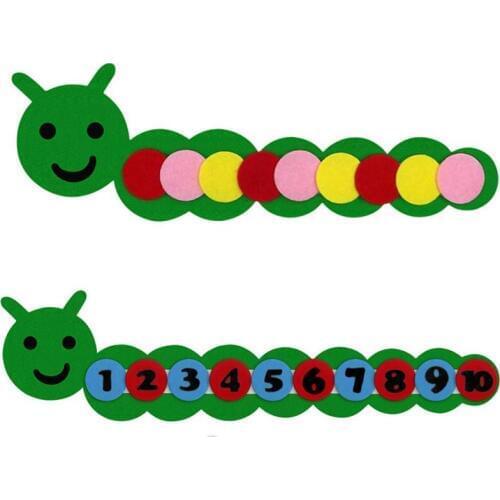 Caterpillar Math Toys Non Woven Cloth DIY Toy Kindergarten Teaching Manual Early Learning Education STEM Montessori Teaching Aid