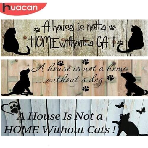 HUACAN Full Square Diamond Paintings Cat Paint With Diamonds Embroidery Cartoon Dog Home Decoration