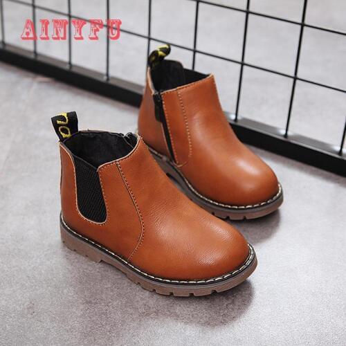 Good Quality Girls Boots Boys Shoes Spring Autumn Pu Leather Children Boots Fashion Toddler Kids Single Boots Martin Boots A613