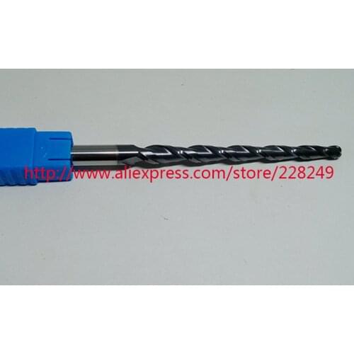 1pc R2*D8*60*100L*2F HRC55 Tungsten solid carbide Coated Tapered Ball Nose End Mills CNC milling cutters