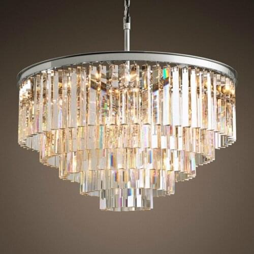 Lustre LED Ring Vintage Loft Glass K9 Crystal Chandelier Lighting Fixtures Lights for Bedroom Living Room Kitchen