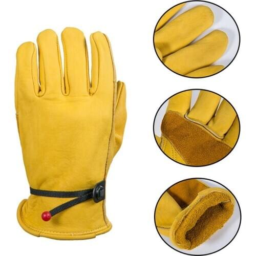 Motorcycle Leather Genuine Cowhide Full Finger Protective Safety Work Gloves Motorbike Accessories