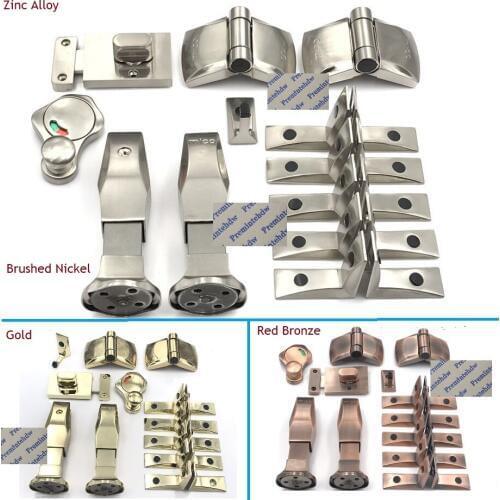 Red Bronze Gold Brushed Nickel Zinc Alloy Public Restroom Toilet Partition Hardware Fittings Set Latch Red Green Indicator
