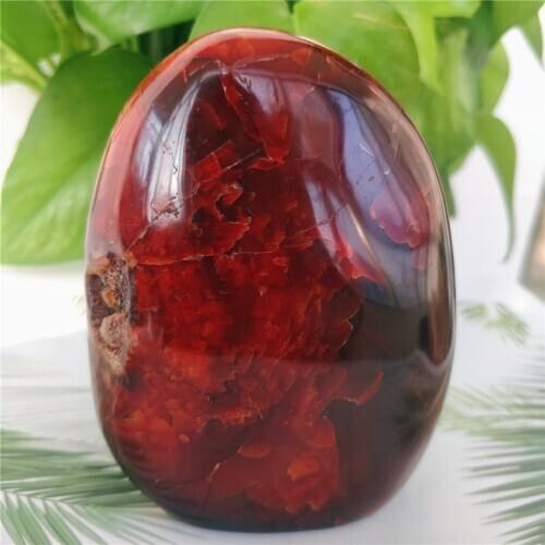 Natural Onyx Red Agate Rough Crystal Stones Polished Handicraft Room Decoration Palm Stone
