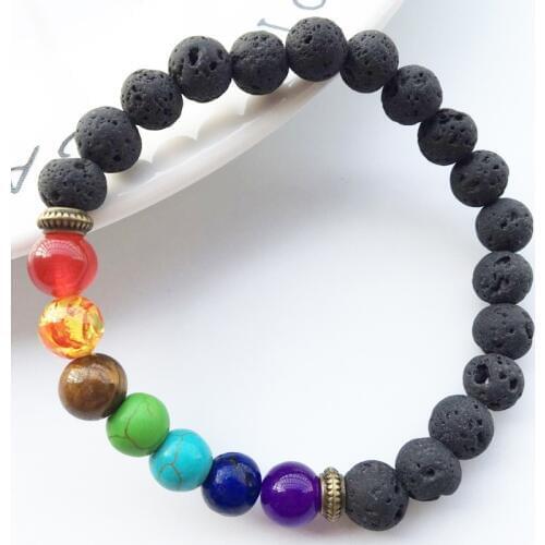 2019 New Natural Color Volcanic Lava Rock Bracelet Colorful Matte Bead Bracelet Suitable For Male And Female Friends To Mat Ch