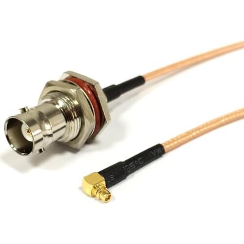 New BNC Female Jack nut Switch MMCX Male Plug Right Angle Connector RG316 Coaxial Cable 15CM 6" Adapter