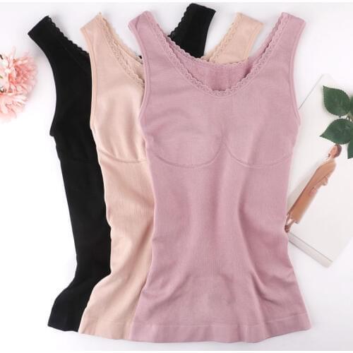 Autumn winter round women lace warm tank top silady body-building sleeveless close-fitting thermal thin camisole singlet