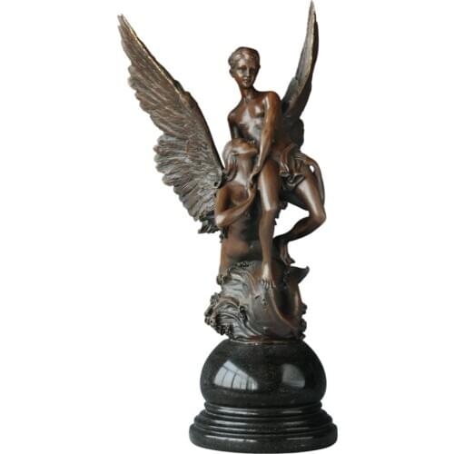Angel Couple Bronze Statue Romantic Love Nude Sculpture Antique Figurine Art Anniversary Gifts Home Decor
