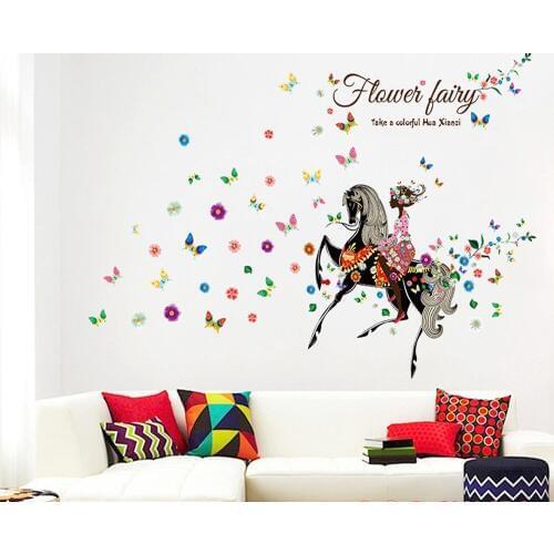 Chic flower fairy stickers steed wallpaper Household adornment to wall stickers decoration Creative Household wallpape
