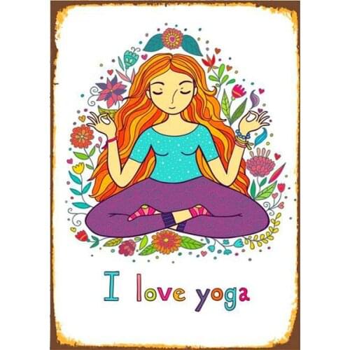 Vintage I Love Yoga Yoga Print Yoga Metal Tin Sign 8x12 Inch Retro Art Home Bar Pub Wall Decor New Poster Plaque