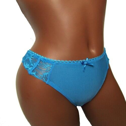 Candy Cherries Women Thongs Blue Stripes Panties Lace Bow Micro Sexy G-String Underwear Ropa Interior Mujer Wholsale Price