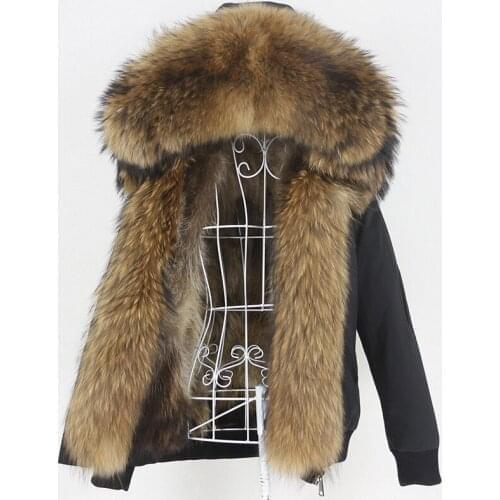 OFTBUY Waterproof Bomber Parka Winter Jacket Women Real Fox Fur Coat Natural Raccoon Fur Outerwear Hood Streetwear Detachable