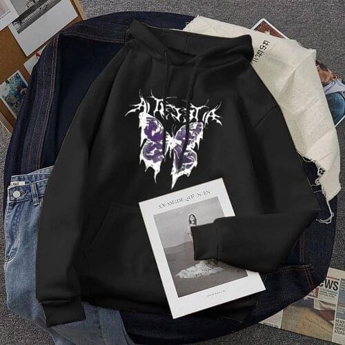Butterfly Printed Womens Hoodies Casual Hoodie Long Sleeve Ladies Clothing Hooded Fashion Anime Kawaii Sweatshirt толстовка
