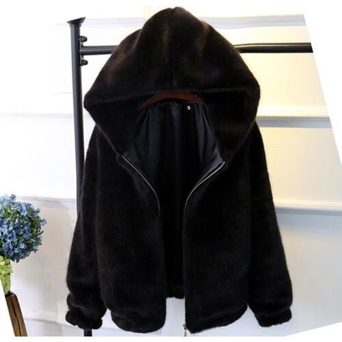 Plus Size Faux Fur Coat for Women 2019 Winter Warm Thick Long Hooded Faux Fur Coats Black Outerwear Fur Coat Women Winter