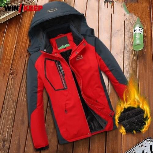 Winter Men Fleece Windbreaker Thick Warm Outdoor Hooded Hiking Jacket Lovers Windproof Waterproof Long Sleeve Short Camping Coat