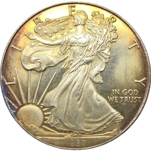 United States 1 Dollar American Silver Eagle Bullion Coin 1987 1987 S Plated Silver Commemorative Coin Copy coin