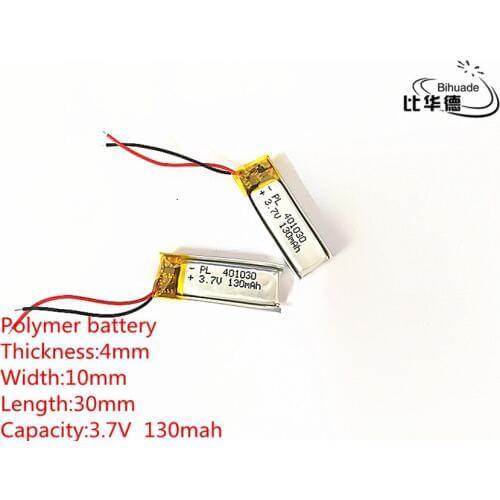 10pcs 3.7V,130mAH,401030 PLIB; polymer lithium ion / Li-ion battery for GPS,mp3,mp4,mp5,dvd,bluetooth,model toy mobile bluetooth